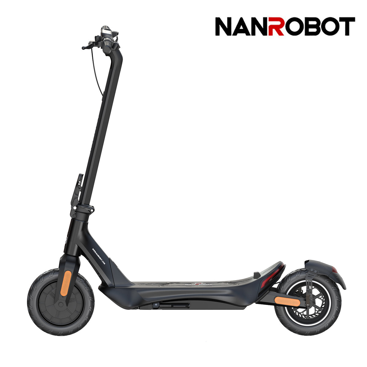 NANROBOT C1 500w electric scooter showing its handlebar, display, and front wheel, designed for urban commuting.