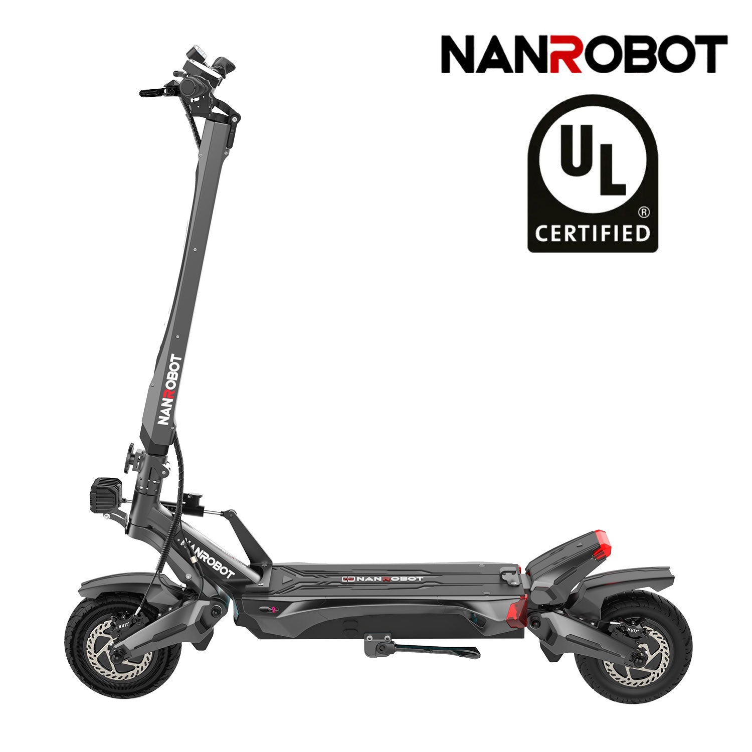 NANROBOT N6 72V electric scooter with sleek black frame, large wheels, and handlebar controls, ready for urban commuting.