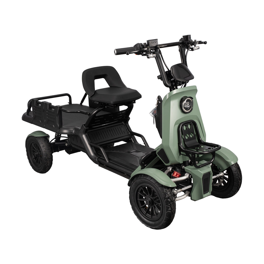 NANROBOT S20 Veloinno 4-Wheel Quad E-Bike with Cargo Box: Adult Mobility Scooter Green / 1000W 19G
