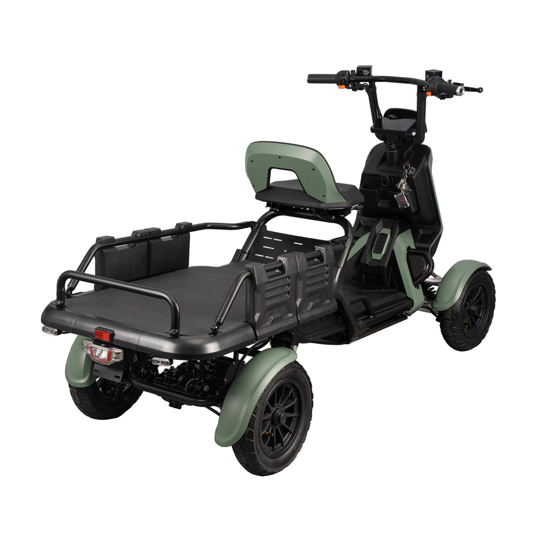NANROBOT S20 Veloinno 4-Wheel Quad E-Bike with Cargo Box: Adult Mobility Scooter Green / 1000W 19G