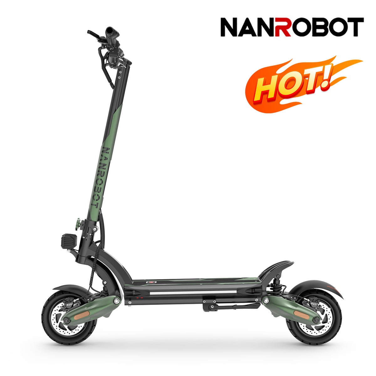 NANROBOT D6+MAX electric scooter with sleek black frame, large wheels, and handlebars, ready for urban commuting.